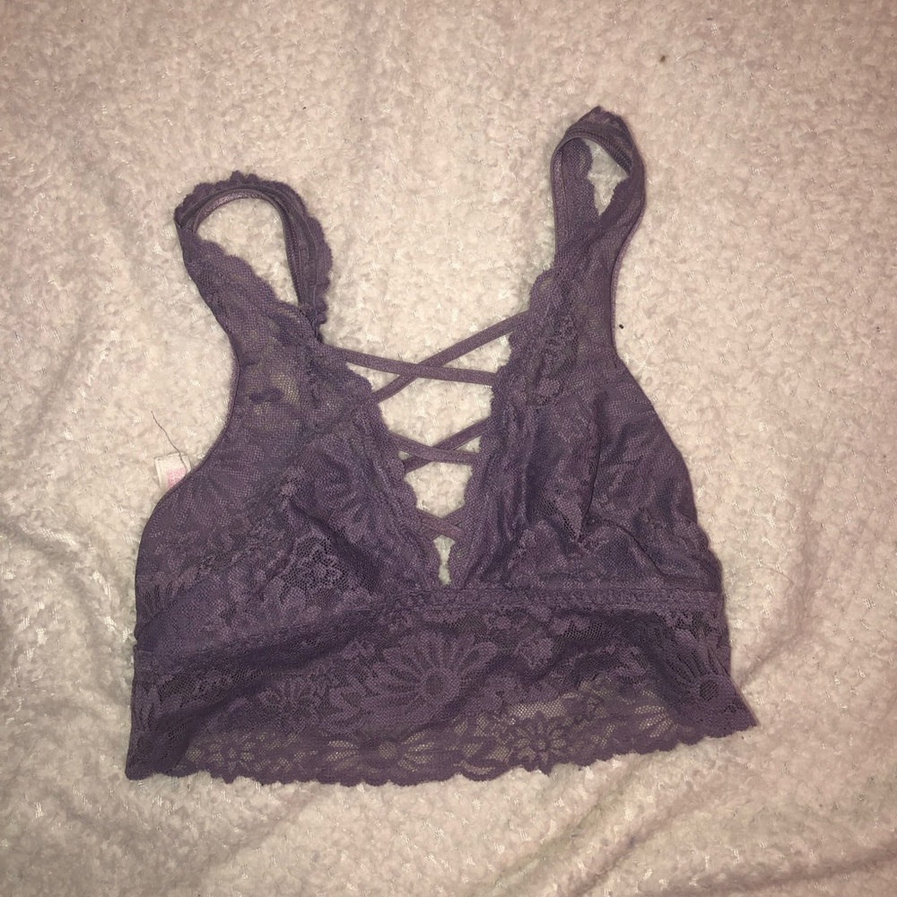 VS PINK purple cross bralette.